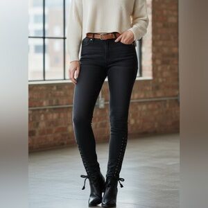 SEVEN 7 black jeans with cute lace up detail at bottom of legs size 8